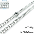 Collana a catena cubana argento da uomo con finitura spazzolata e lucida 8mm - Metà Opaco Metà Lucido (Color Acciaio)