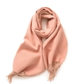 Pink cashmere-style scarf with soft tassels on a white background, minimalist winter style - No.6 Light Pink