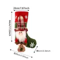 Christmas gnome stocking in red and green, size 44x20cm for holiday gift decoration - Santa Claus