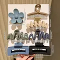Tableau des tailles pour diverses pinces à cheveux mates aux styles variés - Bleu Noir Thé Vert Lot de 7
