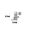 Silver cowboy boot stud earring with cubic zirconia and star detail, 0.7cm size - Zircon Cowboy Boot Style (7#) / Silver
