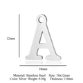 Stainless steel silver capital letter A pendant with size specifications 10x12mm - Letter A(LA060-Ax5)