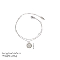 Double-layered stainless steel bracelet with sparkling sunflower crystal pendant in silver - 18K Gold / Silver
