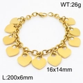 Polished 18K gold heart charm bracelet with 16x14mm pendants and heavy duty chain - Gold Large Polished Heart Style (KB179407-Z)
