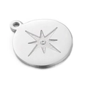 Polierter Edelstahl-Rundanhänger mit graviertem Sternmotiv für DIY-Schmuckherstellung - 12mm Stil (KLJ3856-Z)