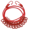 Stendibiancheria da viaggio elastico rosso con 12 clip e ganci in metallo - Rosso
