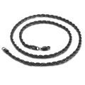 Collar de cadena de cuerda torcida negra de acero inoxidable con cierre de langosta - 4mm / 60CM / Negro