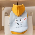 Cute cartoon bear hoodie for dogs in yellow and blue color-block with grievance graphic - S / 2025 New Blue Emoji
