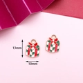 Christmas red and green enamel gift box charms in alloy, 13mm x 10mm size specification - 6# Christmas Gift
