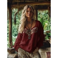 S Wine Red Embroidery Style