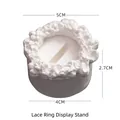 Lace plaster ring holder with intricate scalloped edges for jewelry display, 5cm diameter - Lace Ring Holder