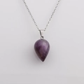 Minimalist purple teardrop crystal pendant necklace with elegant silver-colored chain - Amethyst