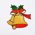Golden Christmas bell window sticker with red bow, size 16x13cm for holiday decoration - 16*13cm / Bells Style A
