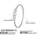 Zilveren roestvrijstalen kralenarmband met geometrische 5A zirkonia-accenten - Beaded Zirkonia Stijl (Z527) / Staalkleur