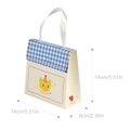 Cute yellow cat gift box with blue checkered lid and white ribbon handle 14x14x6cm - Cartoon Cat / 14*6*14cm / Blue Gingham/Cream White
