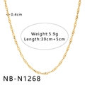 Collier chaîne à perles creuses dorées pour femme, largeur 0,4 cm et longueur 39+5 cm - Style de Texture de Chaîne (NB-N1268)