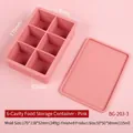 Pink 6-cavity square silicone ice cube mold with lid for DIY whiskey cubes - 6-Grid Storage Box / Pink