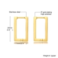 Polished rectangular stainless steel hoop earrings with 18K gold vacuum plating - Gold Minimalist Rectangle Hoop Earrings