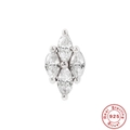 S925 sterling silver marquise-cut diamond stud earring with sparkling rhinestone inlays - #3 Four Marquise Rhombus (Single) / White Gold