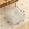 Square cream faux leather floor cushion with cross-stitch detailing for home seating - Technical Fabric / Square / EPS 40x40x15cm / Light Gray
