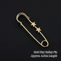 Golden safety pin with embossed stars for waist adjustment, length 4.5cm elegant style - Gold Star Style
