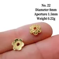 8mm golden petal bead cap on finger showing diameter and weight for DIY jewelry - No.22 (Dia 8mm/Hole 1.5mm)