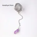 Stainless steel tea infuser with raw amethyst point pendant for loose leaf tea - Amethyst Druzy (Silver)