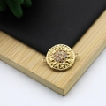 Round 18K gold-plated sun pendant with colorful micro-pave stones and two connectors - Sun Pattern Sunflower Style