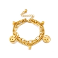 Zweilagiges Edelstahlarmband mit hohlen Sternanhängern und Goldbeschichtung - Gold (KB148868-Z)