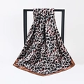 Elegant 90x90cm satin square scarf featuring a classic leopard print pattern with brown borders - Wide Brown Border Leopard (No.22)