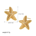 Starfish stud earrings with 18K gold plating and cubic zirconia size 27mm x 26mm - Starfish Zircon T050
