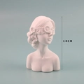 Detailed view of a 14cm white girl bust sculpture with floral eye mask for jewelry display - Eyes-Covered Girl Statue