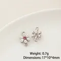 Pendentif fleur en argent avec perles blanches et strass rose pour bijoux DIY - Prix à l'unité / Connecteur de Fleur (30#)