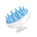 Silicone scalp massager shampoo brush in sky blue and white with hanging hole - White and Blue