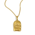 18K gold plated stainless steel necklace featuring a sunburst bird relief pendant - Sun Ray Bird Pendant Necklace-Gold