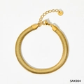 Elegant gold flat snake bone chain bracelet in stainless steel with lobster clasp - Gold Bracelet (SAK984)