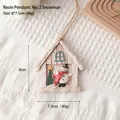 Ornamento a forma di casa in resina con pupazzo di neve e sciarpa rossa su tessuto - Pupazzo di neve n. 2