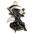 Plague doctor crow skull charm in black and gold enamel for DIY jewelry making - Plague Doctor Crow Style C-Solitude