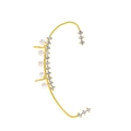 Goldene Schmetterling Ohrmanschette mit weißen Perlen und funkelnden Strasssteinen - Stil E Gold Rechte Seite (M-447)