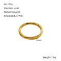 Anello minimalista in acciaio inossidabile placcato oro 18k larghezza 3mm oro - US 6