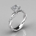 Anello elegante con diamante taglio princess e fascia a corda intrecciata argento - US 6 / Oro Bianco