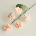 Handmade crochet flower stem with delicate pink blossoms and green knitted leaves - Forget-Me-Not (5-Head Single) / Chrysanthemum Pink
