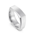 Anello quadrato minimalista in acciaio inossidabile argento con interno satinato - US 8 / Color Acciaio