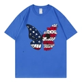 Blue soft cotton t-shirt featuring American flag butterfly and floral graphics - Royal Blue 317 / XS