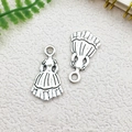 Antique silver metal charms in vintage European dress shape for DIY jewelry making - Dress Shape (13x22mm)