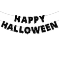 Striscione Happy Halloween nero glitterato con lettere dall'effetto gocciolante - Striscione con Lettere HAPPY HALLOWEEN
