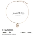 18K vergulde messing ketting met ovale schelphanger en centraal kristal accent - Ovale Schelp Hanger Ketting