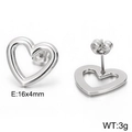 Silver hollow heart-shaped earrings with white shell inlay, size 16x4mm and weight 3g - 16x4mm / Steel Color Heart Hollow Style (KE84987-KFC)