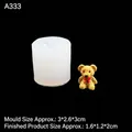 DIY silicone mold for a small cartoon bear with red bow tie and finished yellow bear product - Transparent A333 (Mini Bear)