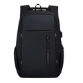 Classic black business laptop backpack featuring durable synthetic fabric and multiple pockets - Black